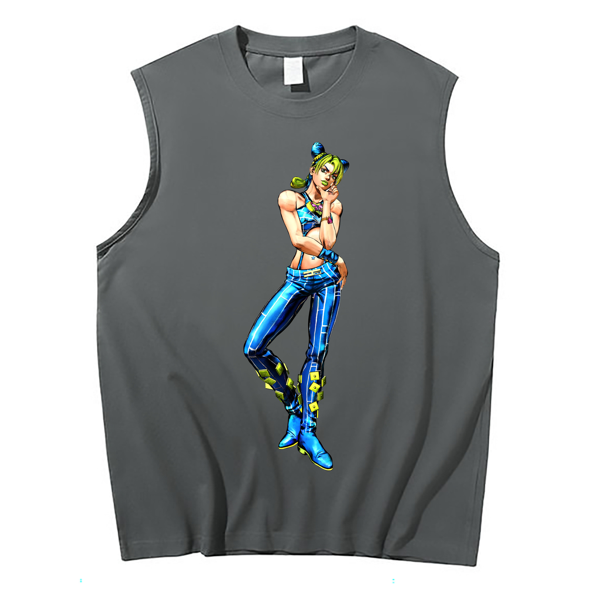 （画像用） "ジョジョの奇妙な冒険 くうじょう ジョリーン JoJo's Bizarre Adventure Jolyne Cujoh " コットン100％タンクトップ（フロントプリント）